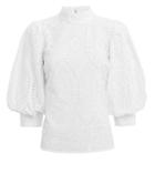 Ganni Falcon Broderie Anglaise Eyelet Blouse White 36