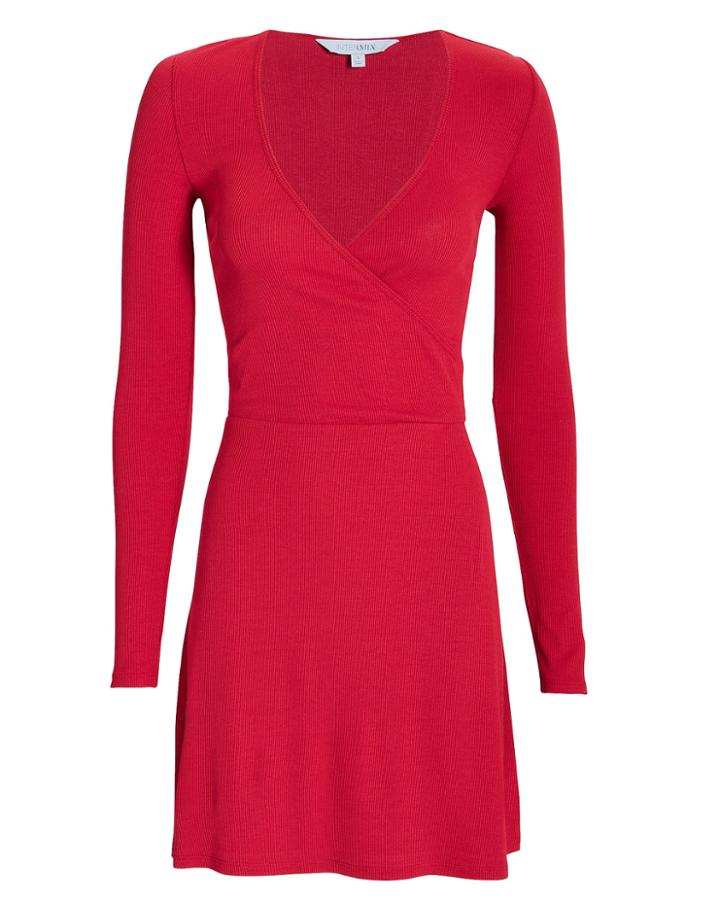 Exclusive For Intermix Intermix Serena Wrap Front Knit Mini Dress Red P