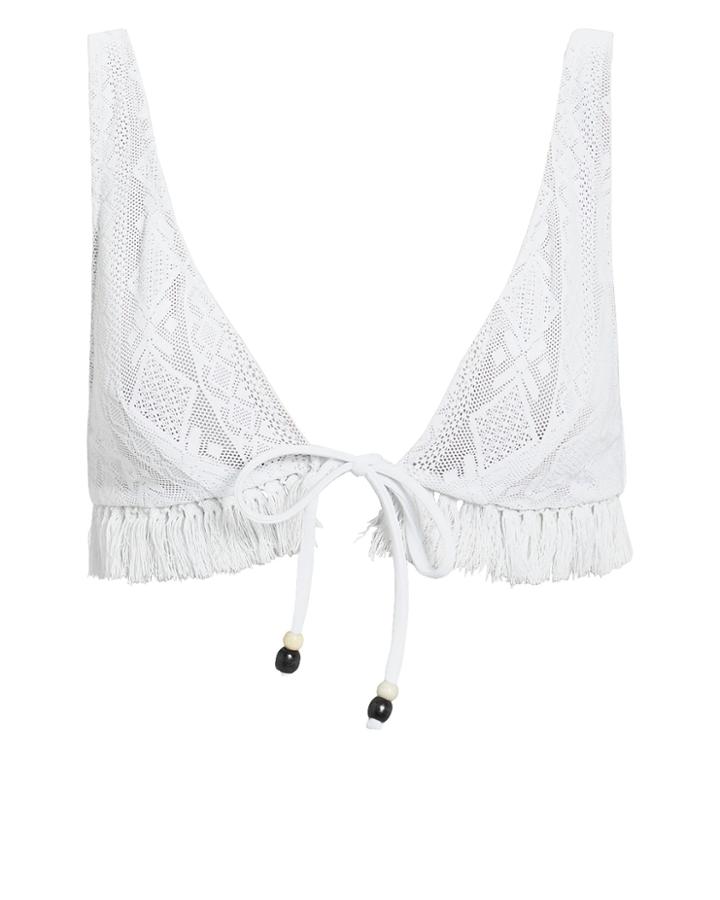 Jonathan Simkhai Lace Tie Front Bikini Top White M