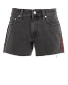 Calvin Klein Jeans Windy Embroidered Black Denim Shorts Faded Black Denim 28
