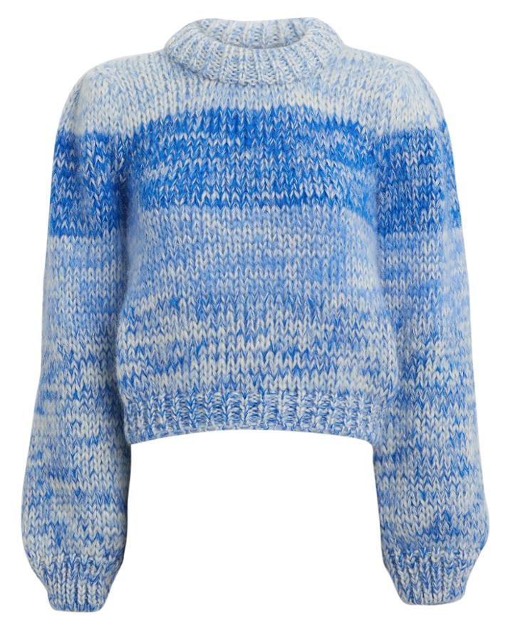 Ganni Hand Knit Lapis Blue Striped Sweater Blue L
