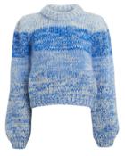 Ganni Hand Knit Lapis Blue Striped Sweater Blue L