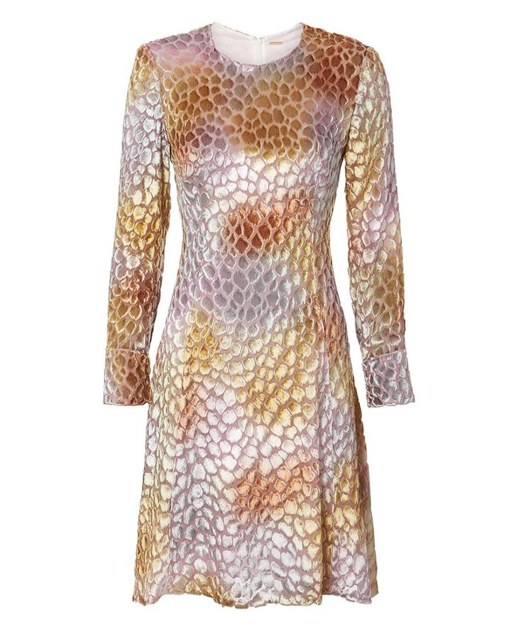 Adam Lippes Painted Velvet Jacquard Dress Multi Zero