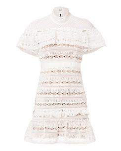 Self-portrait Lace Ruffled Yoke Mini Dress