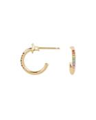 Zoe Chicco Rainbow Sapphires Thick Huggie Hoops Gold 1size
