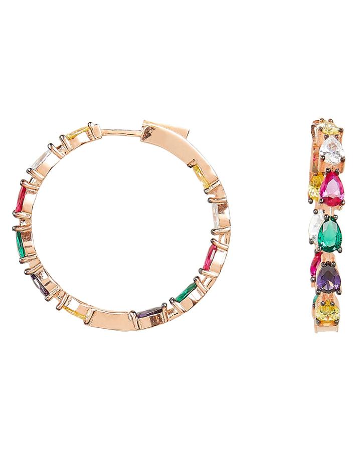 Nickho Rey Gil Rainbow Pear Hoops Gold/rainbow 1size
