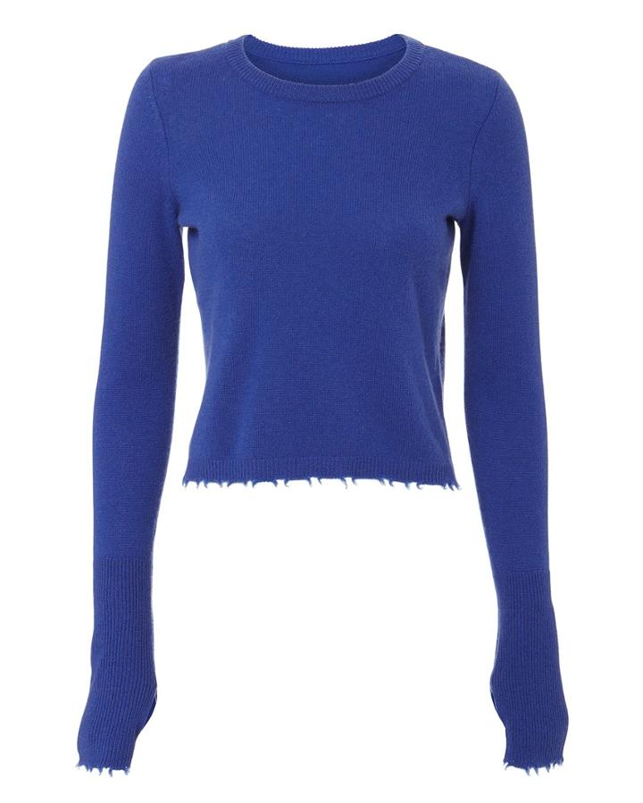 Exclusive For Intermix Intermix Valencia Cropped Cashmere Sweater Blue-lt S