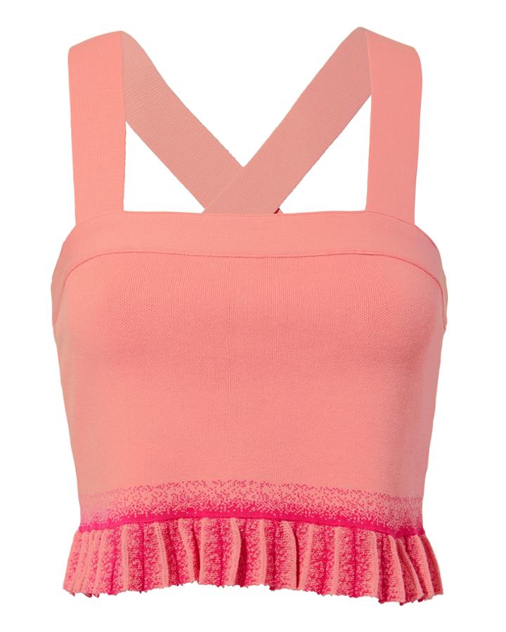 Derek Lam 10 Crosby Pleated Ruffle Hem Crop Top Pink P
