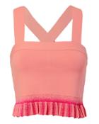 Derek Lam 10 Crosby Pleated Ruffle Hem Crop Top Pink P