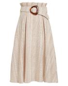 Patbo Stripe Belted Midi Skirt Beige 6