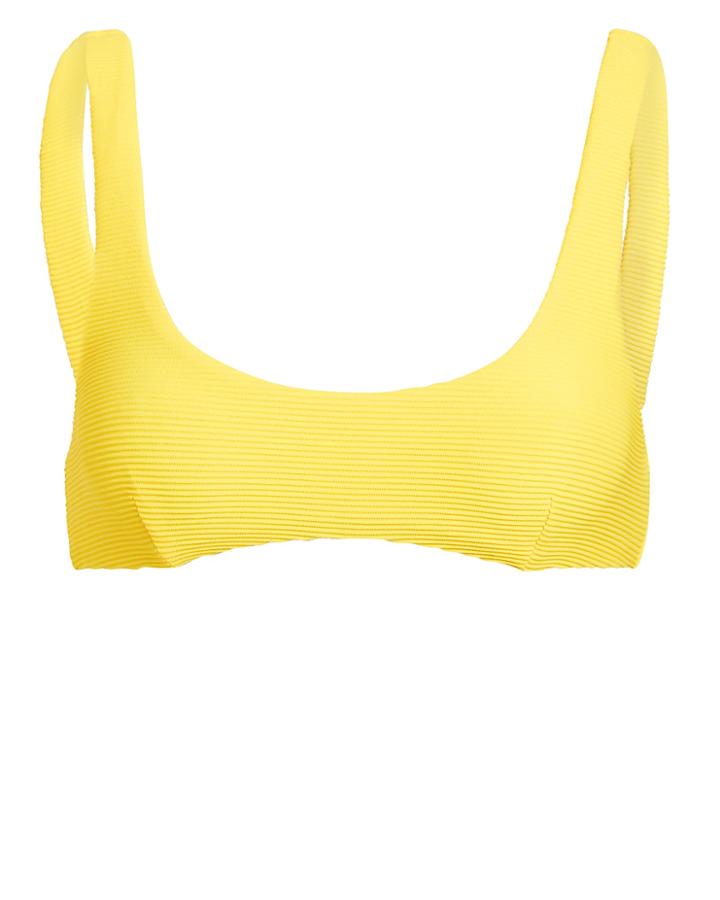 Inc Swim Yellow Rib Scoop Neck Bikini Top Yellow S