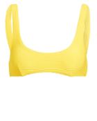 Inc Swim Yellow Rib Scoop Neck Bikini Top Yellow S