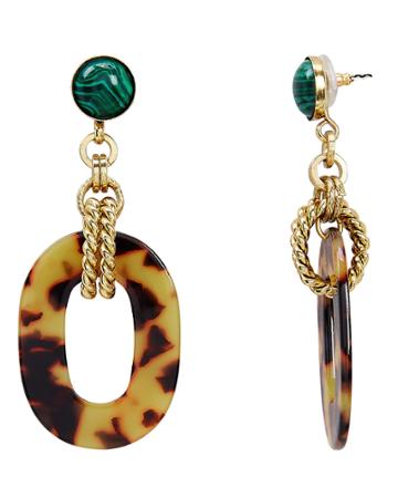 Elizabeth Cole Malachite And Tortoise Drop Earrings Multi 1size