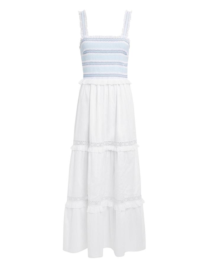 Kisuii Asta Smocked Maxi Dress White M
