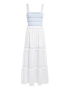Kisuii Asta Smocked Maxi Dress White M