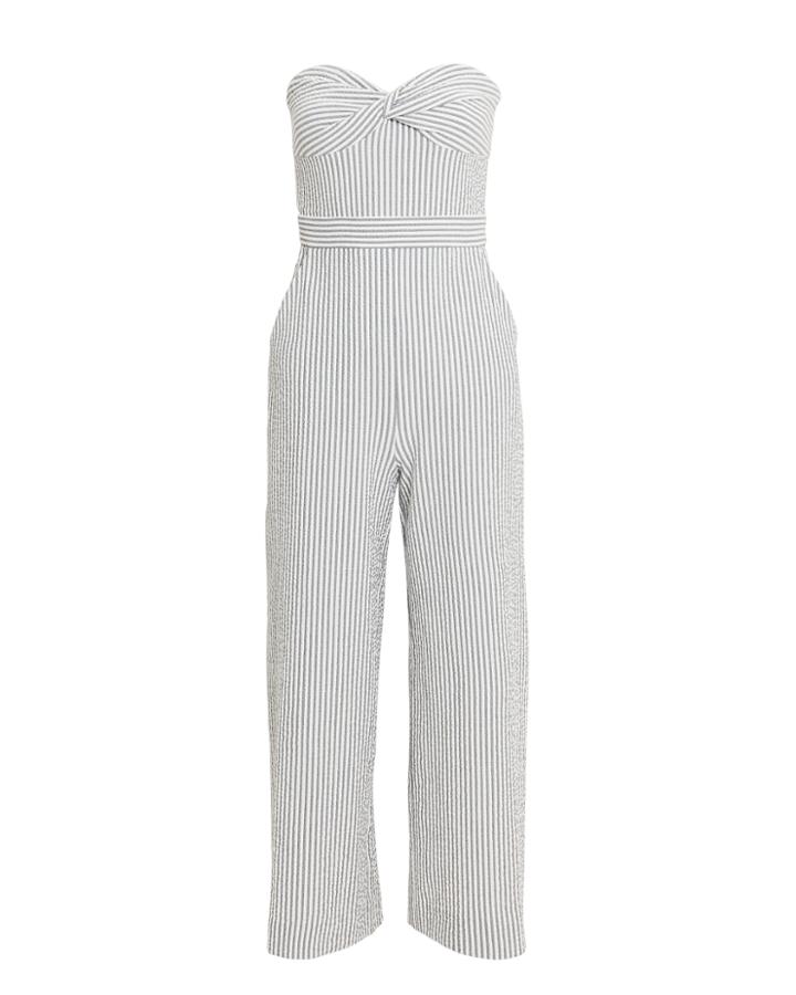Veronica Beard Serild Seersucker Jumpsuit Grey/white 4
