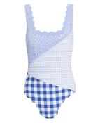 Marysia Wainscott Patchwork One Piece Swimsuit Blue/white P