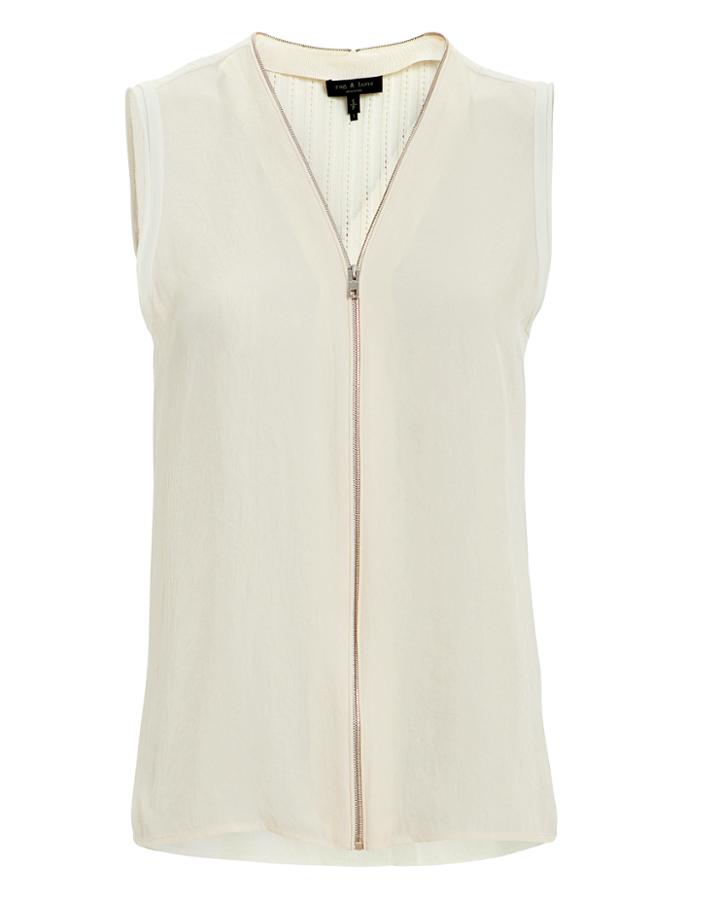 Rag And Bone Rag & Bone Valarie Zip Front Knit Top Ivory M