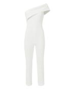 Cushnie Et Ochs Seina One Shoulder Asymmetric Jumpsuit White 4