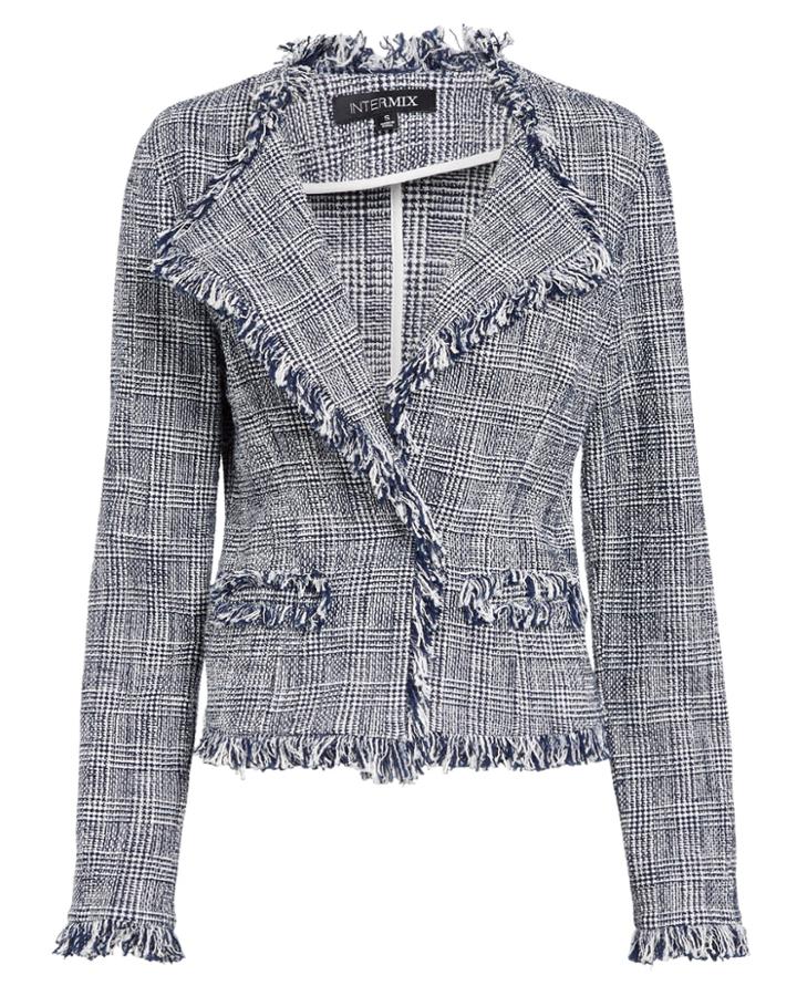 Exclusive For Intermix Intermix Verity Knit Jacket Blue/white Zero