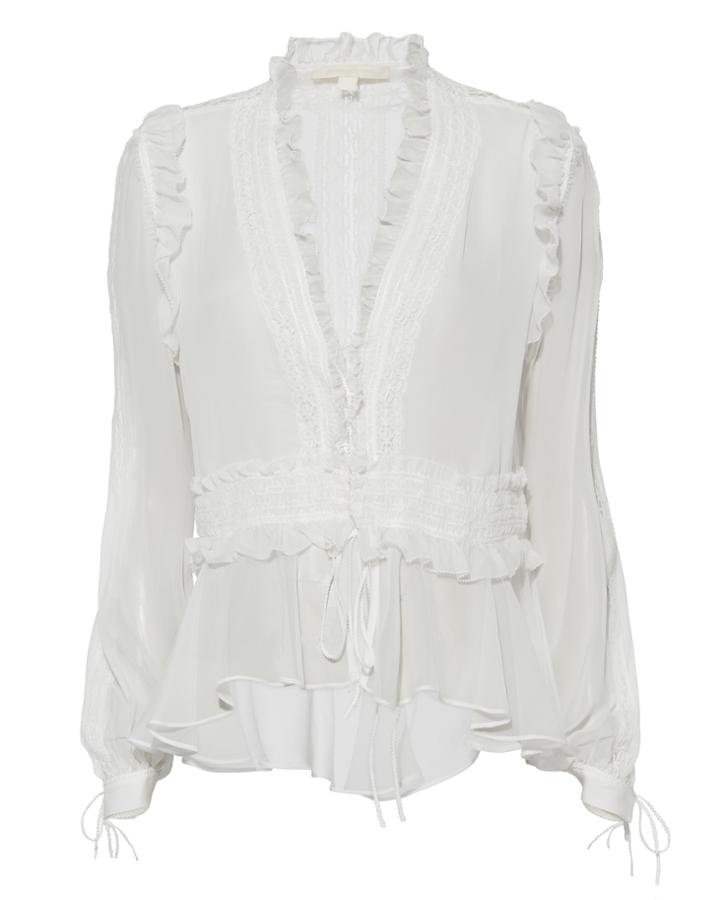 Jonathan Simkhai Mixed Trim Blouse Ivory S