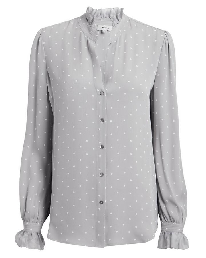 L'agence Carla Dot Victorian Blouse Grey/white M