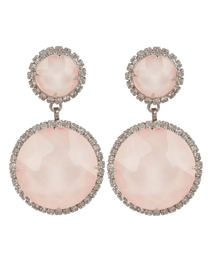 Elizabeth Cole Pink Quartz Drop Earrings Pink/crystal 1size