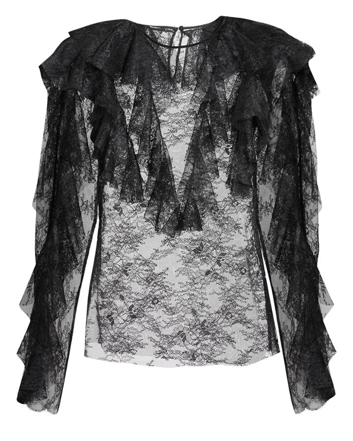 Philosophy Di L.serafini Philosophy Di Lorenzo Serafini Lace Ruffle Top Black 40