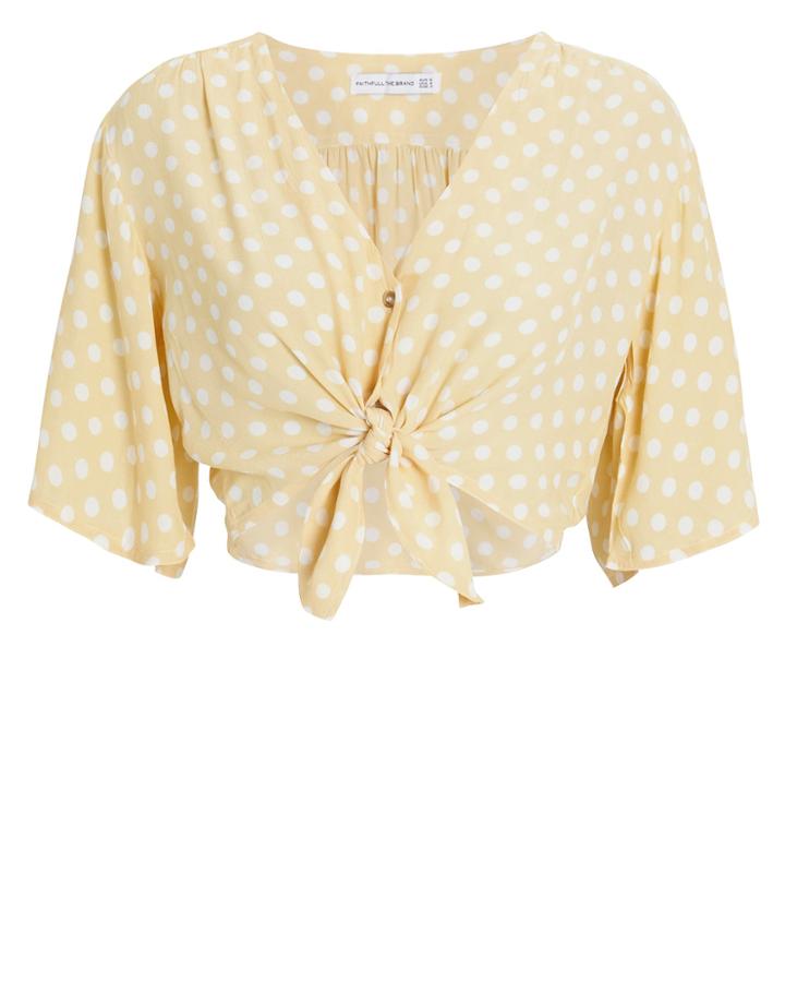 Faithfull The Brand Boulevards Polka Dot Top Ivory/yellow Polka Dots M