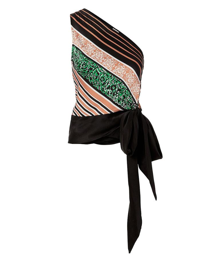 Warm One Shoulder Silk Blouse Multi 1