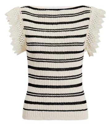 Philosophy Di L.serafini Philosophy Di Lorenzo Serafini Crochet Detail Striped Knit Top Ivory/black 44