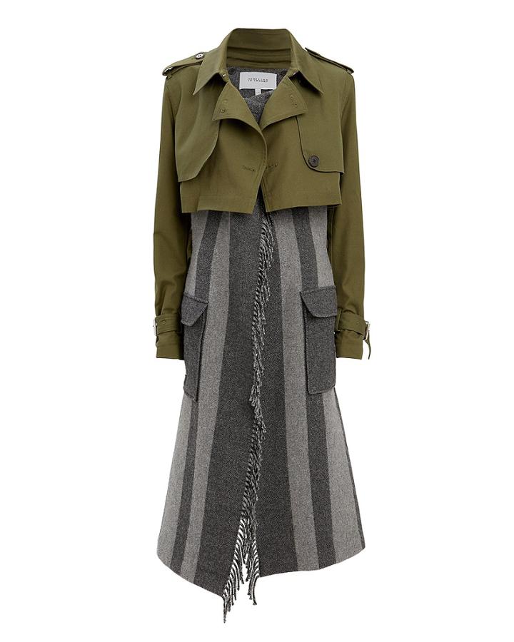 Derek Lam 10 Crosby Trench Coat Combo Olive/army Zero
