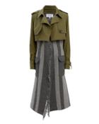 Derek Lam 10 Crosby Trench Coat Combo Olive/army Zero