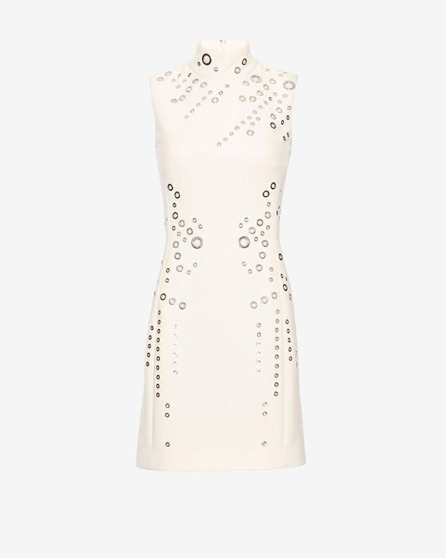 Mugler Grommet Detail Mock Neck Dress
