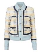 Veronica Beard Santiago Fringe Denim Jacket Yellow Zero
