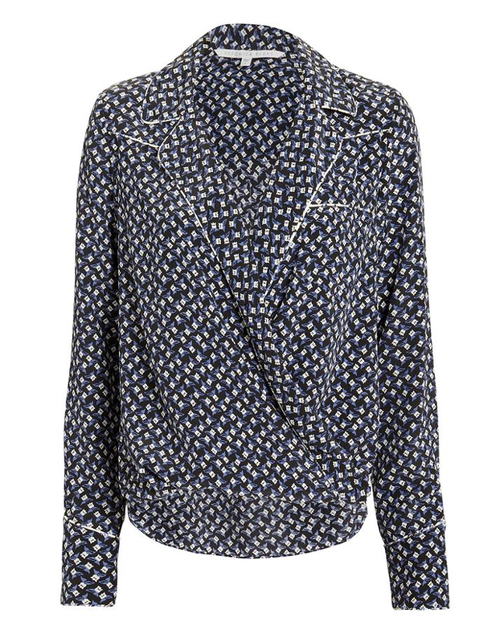 Veronica Beard Worth Wrap Blouse Blue-drk 2