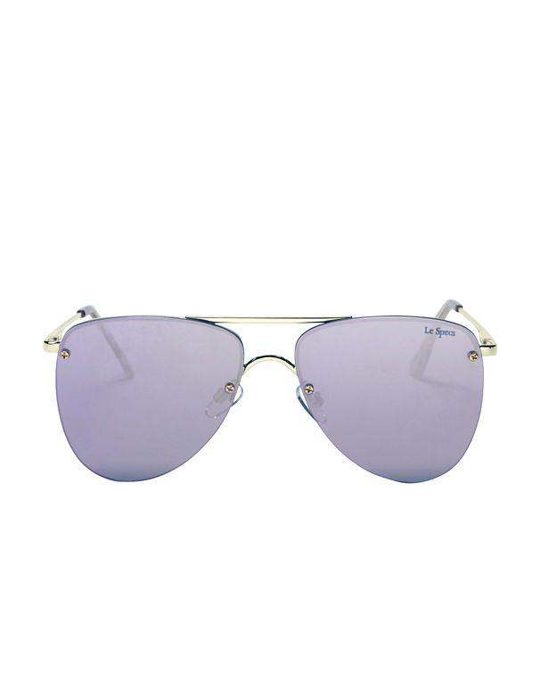 Le Specs The Prince Mirrored Lenses Flat Aviator Sunglasses