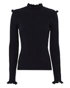 Derek Lam 10 Crosby Fitted Ruffle Rib Turtleneck