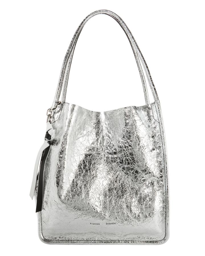 Proenza Schouler Metallic Leather Extra Large Tote Silver 1size