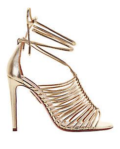 Aquazzura Nadja Strappy Gold Leather Sandals