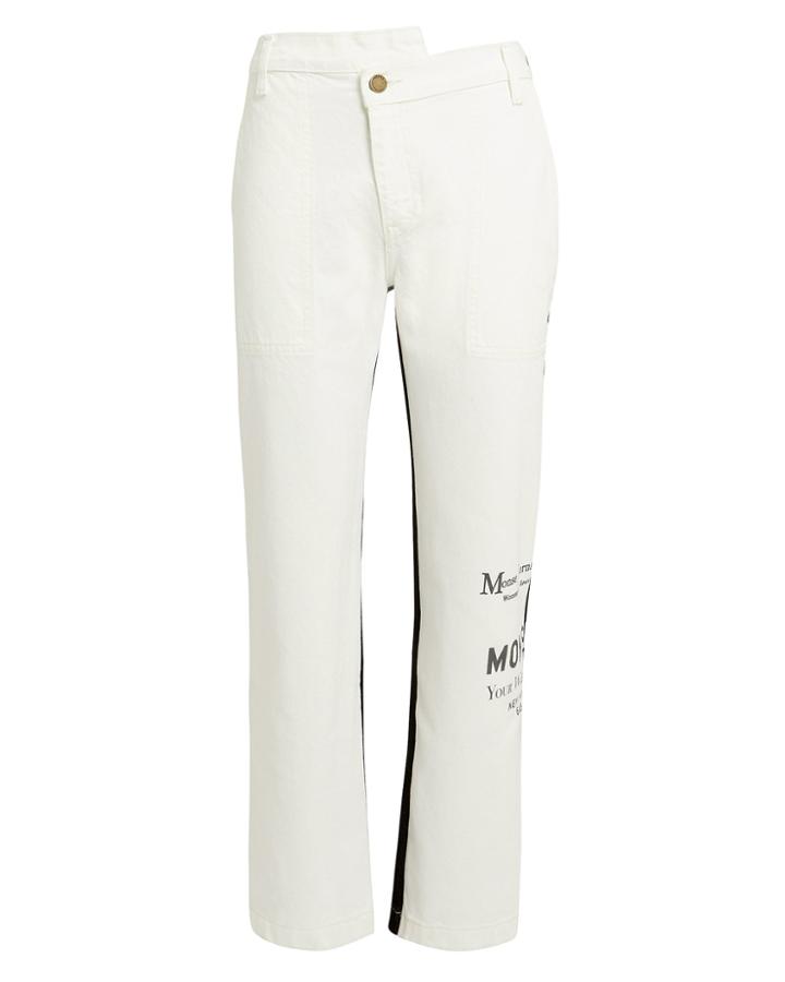 Monse Logo Half And Half Jeans Black/white Denim Zero