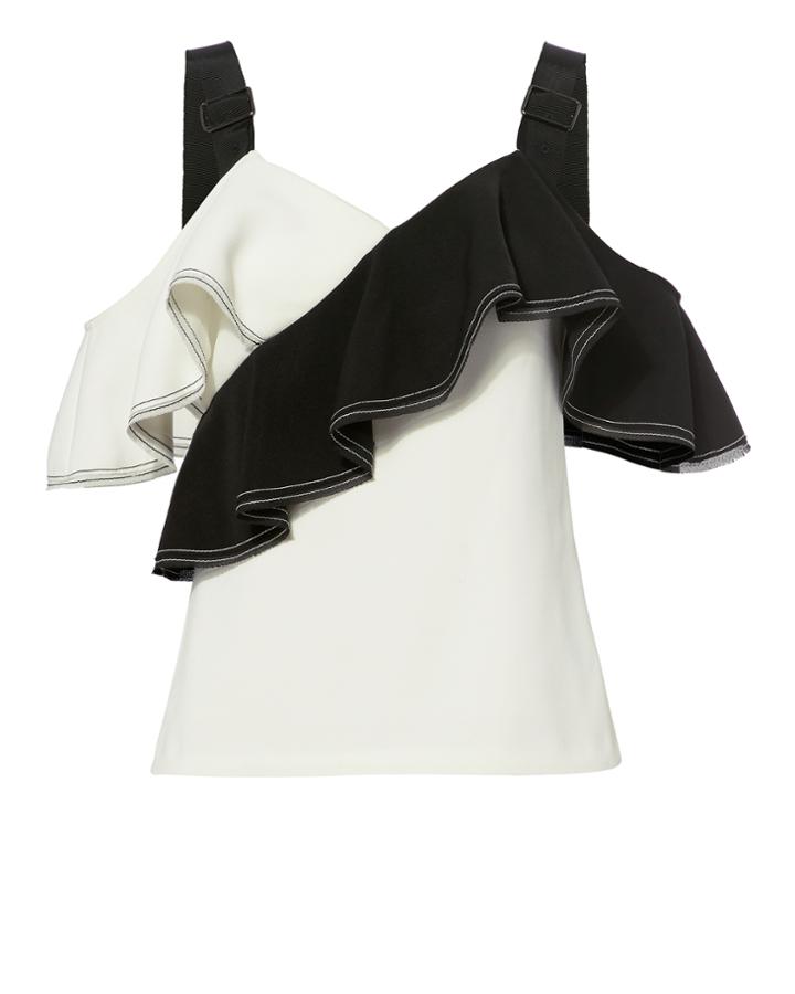Self-portrait Monochrome Frill Top Blk/wht 6