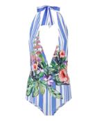 Rococo Sand Halter Blossom One Piece Swimsuit Stripe S
