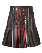 Tanya Taylor Mattie Leather Mini Skirt Black Zero