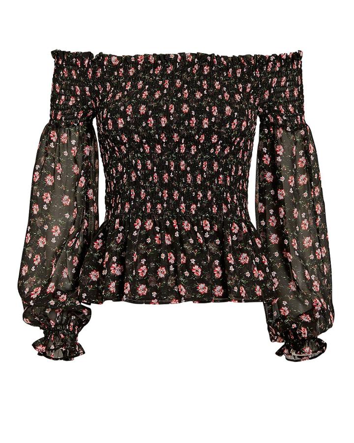 Exclusive For Intermix Intermix Vita Off Shoulder Smocked Top Multi P