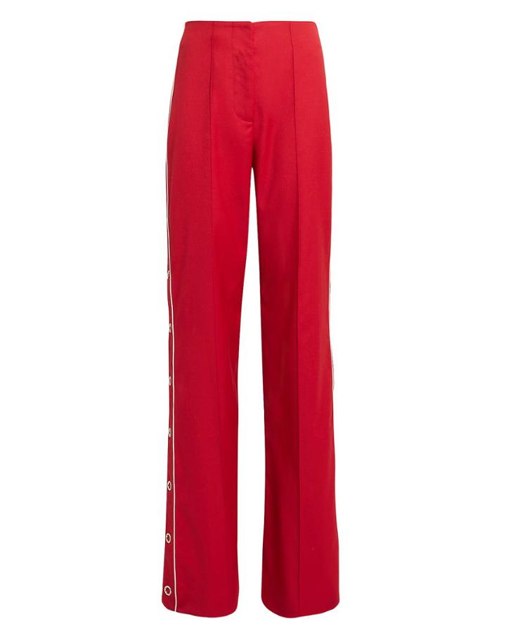 Jonathan Simkhai Ring Snap Wide Leg Pants Red/white 4