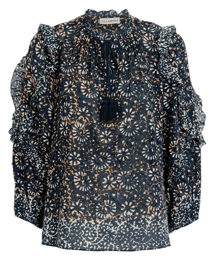 Ulla Johnson Lillian Blouse Navy/floral Zero