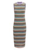 Mcq By Alexander Mcqueen Metallic Striped Dress Purple/green/stripe S