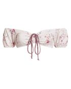 Love Shack Fancy Loveshackfancy Luella Off Shoulder Bikini Top White Floral S