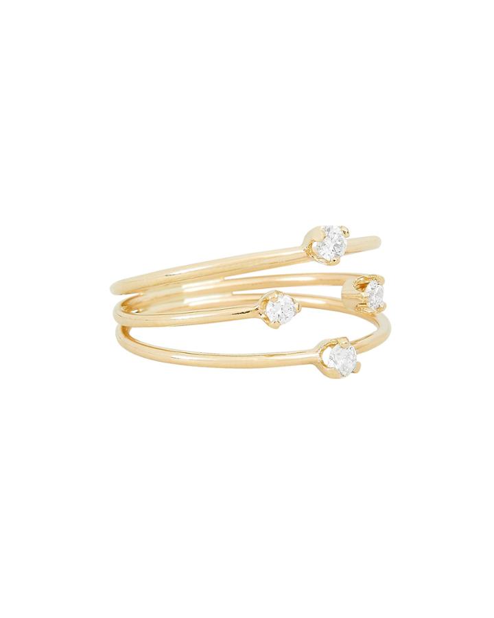 Zoe Chicco 3 Band Mixed Diamond Ring Gold 6.5
